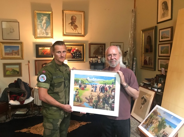 Lieutenant Colonel Børge Gamst with artist Charles Kapsner